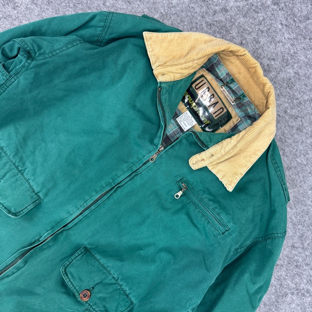 Urban Equipment Mens Vintage Green‎ Canvas Barn Jacket Plaid Lined Medium